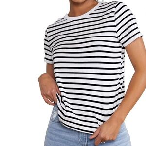Time and Tru T-Shirt for women size M (8-10) white color with black stripes